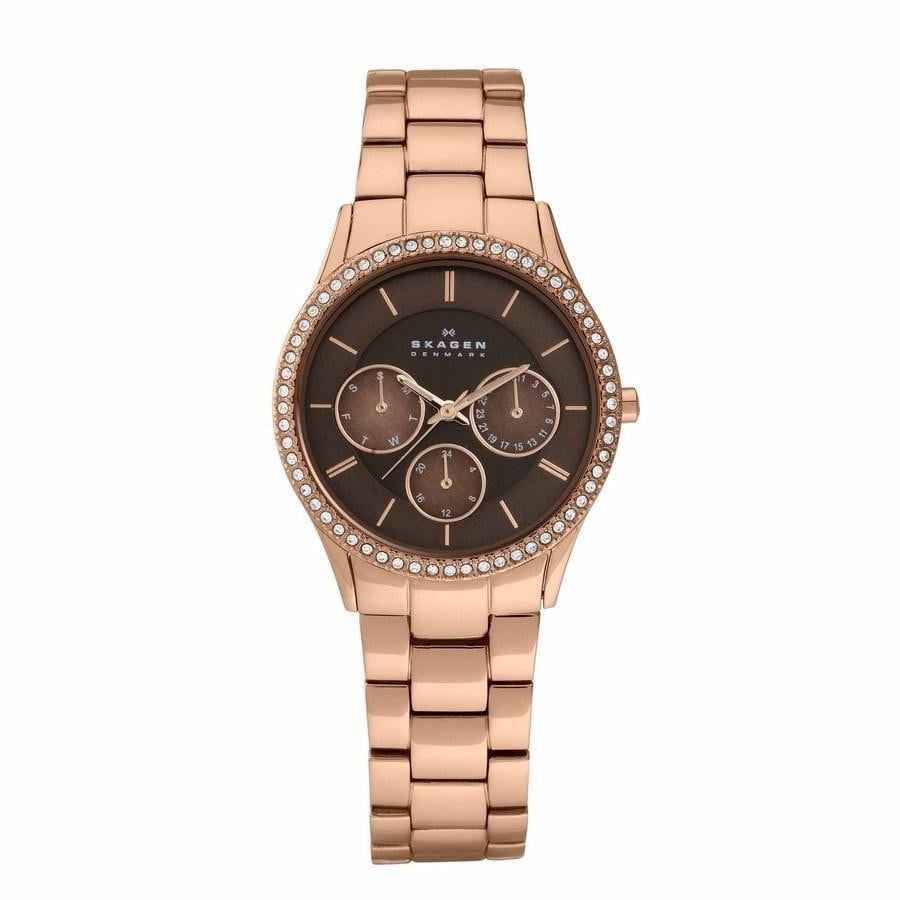 Skagen Womens Rose goldtone Brown Chronograph Watch Today $127.99