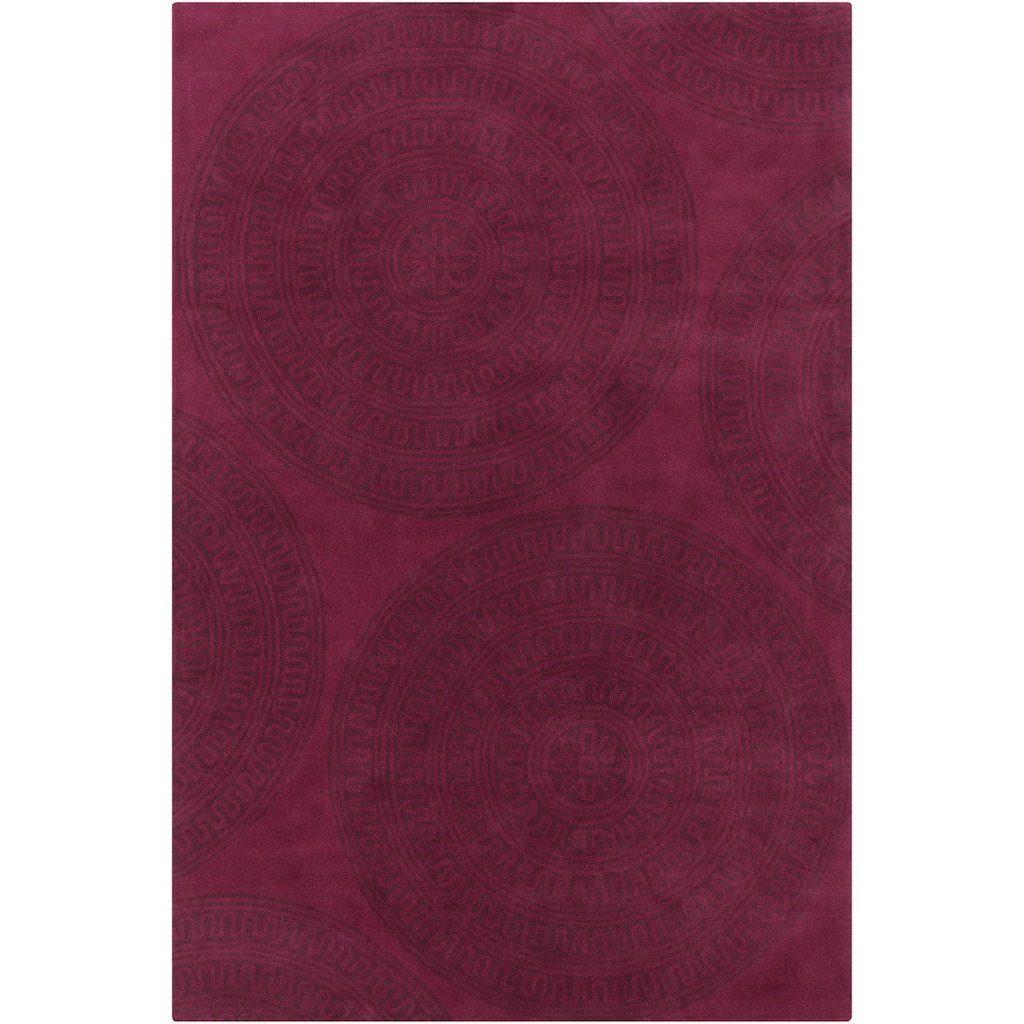 Allie Handmade Geometric Wine Wool Rug - 5' x 7'6