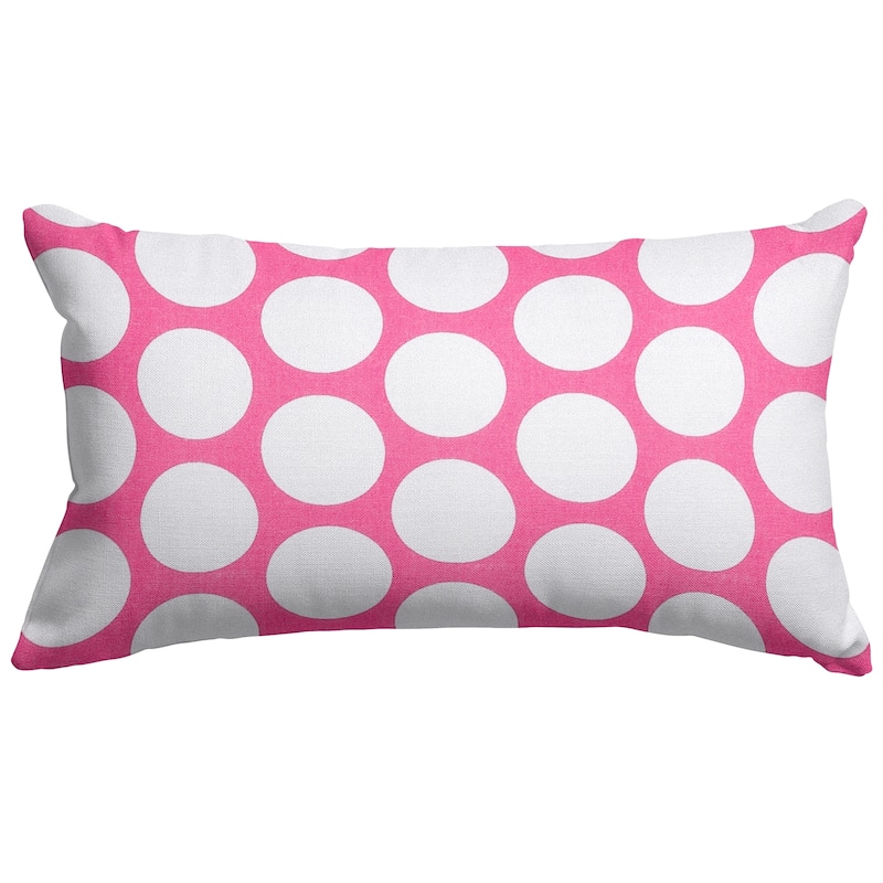 Majestic Home Goods Indoor Large Polka Dot Small Decorative Throw Pillow 20 X 12 - Hot Pink