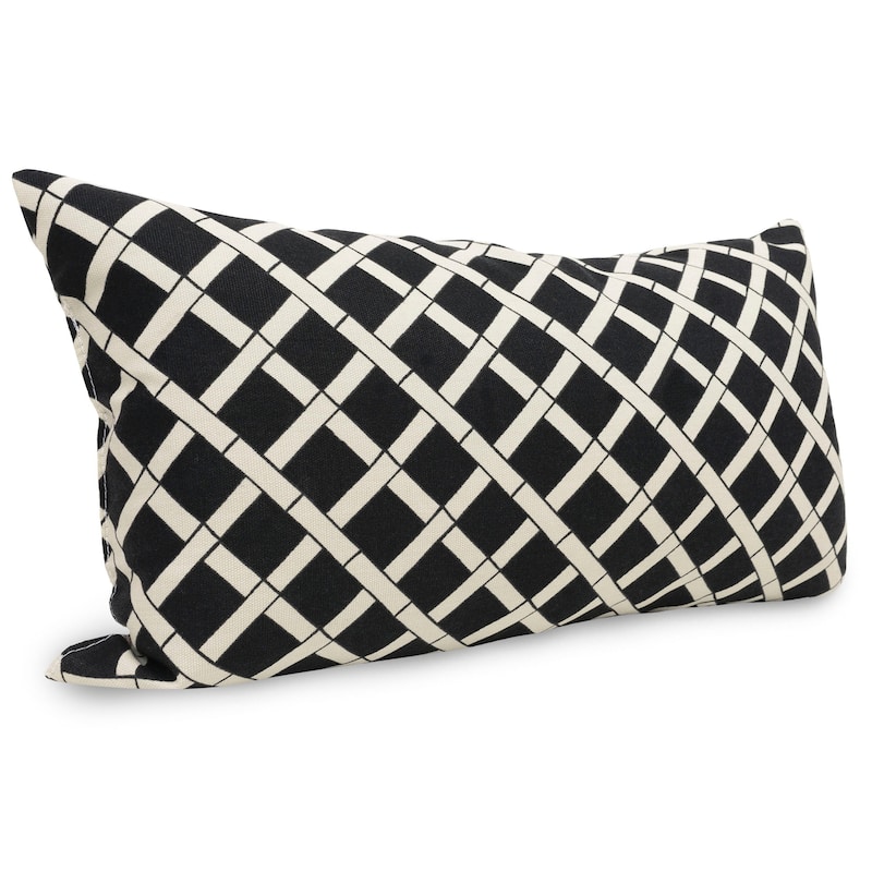 Majestic Home Goods Indoor Outdoor Bamboo Small Decorative Throw Pillow 20 X 12 - Black