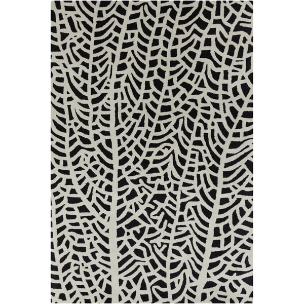 Shop Allie Handmade Abstract White/ Black Wool Rug Free Shipping Today 7660357