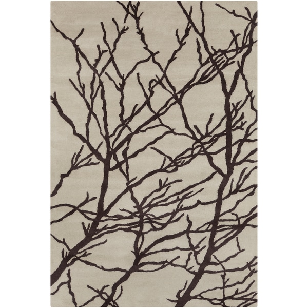 Allie Handmade Floral Cream/ Brown Wool Rug - 5' x 7'6"