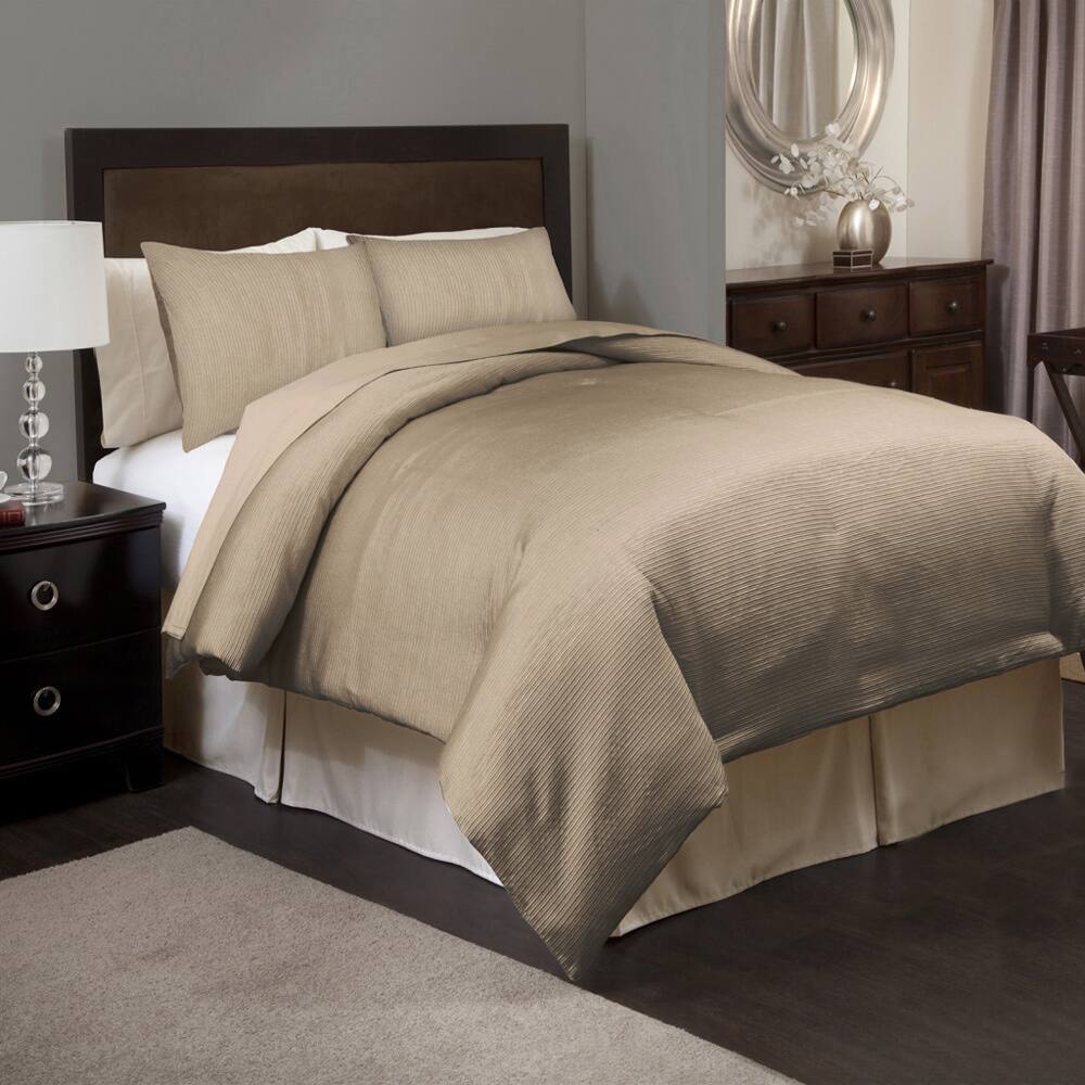 Lush Decor Channel Taupe 3-piece Comforter Set - Beige