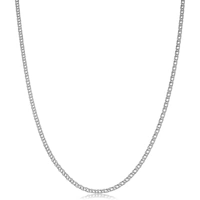14k White Gold 2mm Diamond Weave Curb Chain