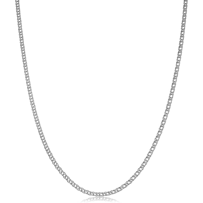 14k White Gold 2mm Diamond Weave Curb Chain