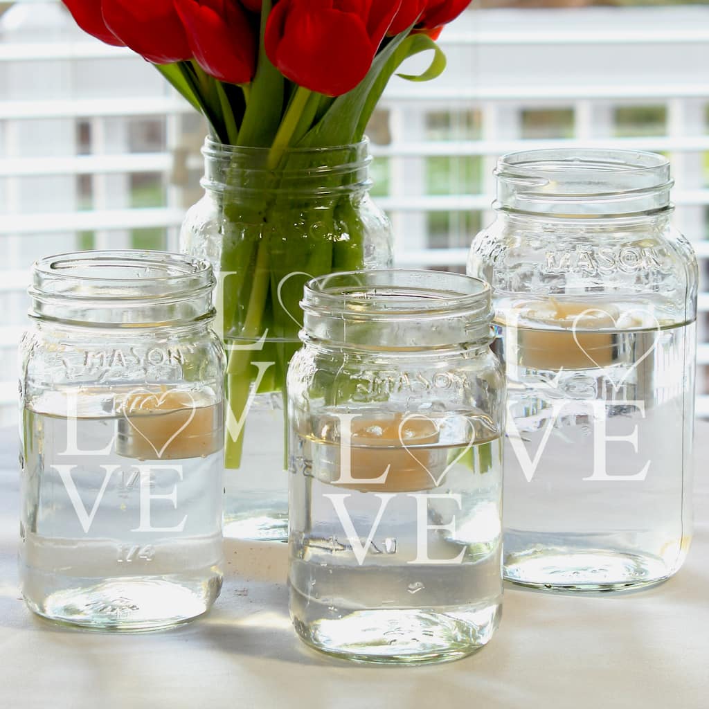 Modern Love Mason Jar Centerpieces (Set of 4)