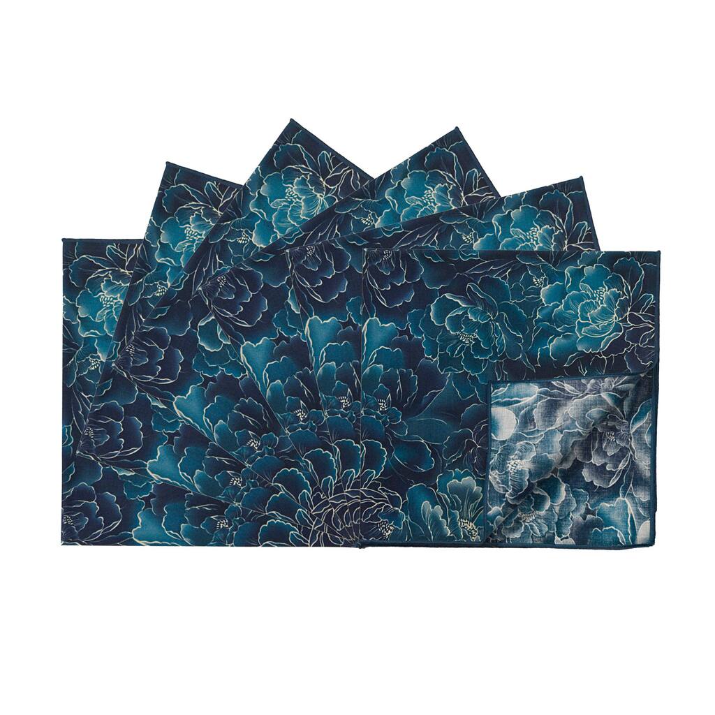 Rose Tree Blue Peony 18-inch Napkins (Set of 6)