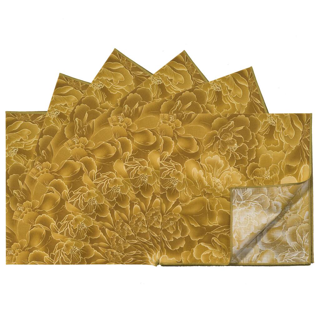 Rose Tree Gold Floral 18-inch Napkins (Set of 6)