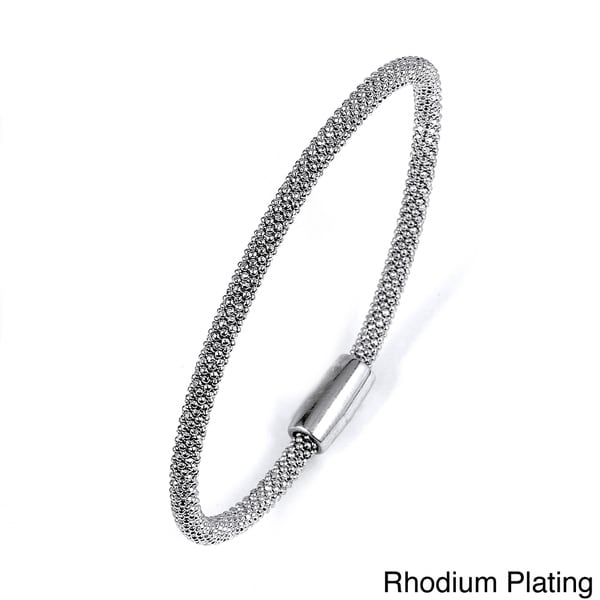 Shop Sterling Silver Pave Cubic Zirconia Bangle Bracelet Free Shipping Today