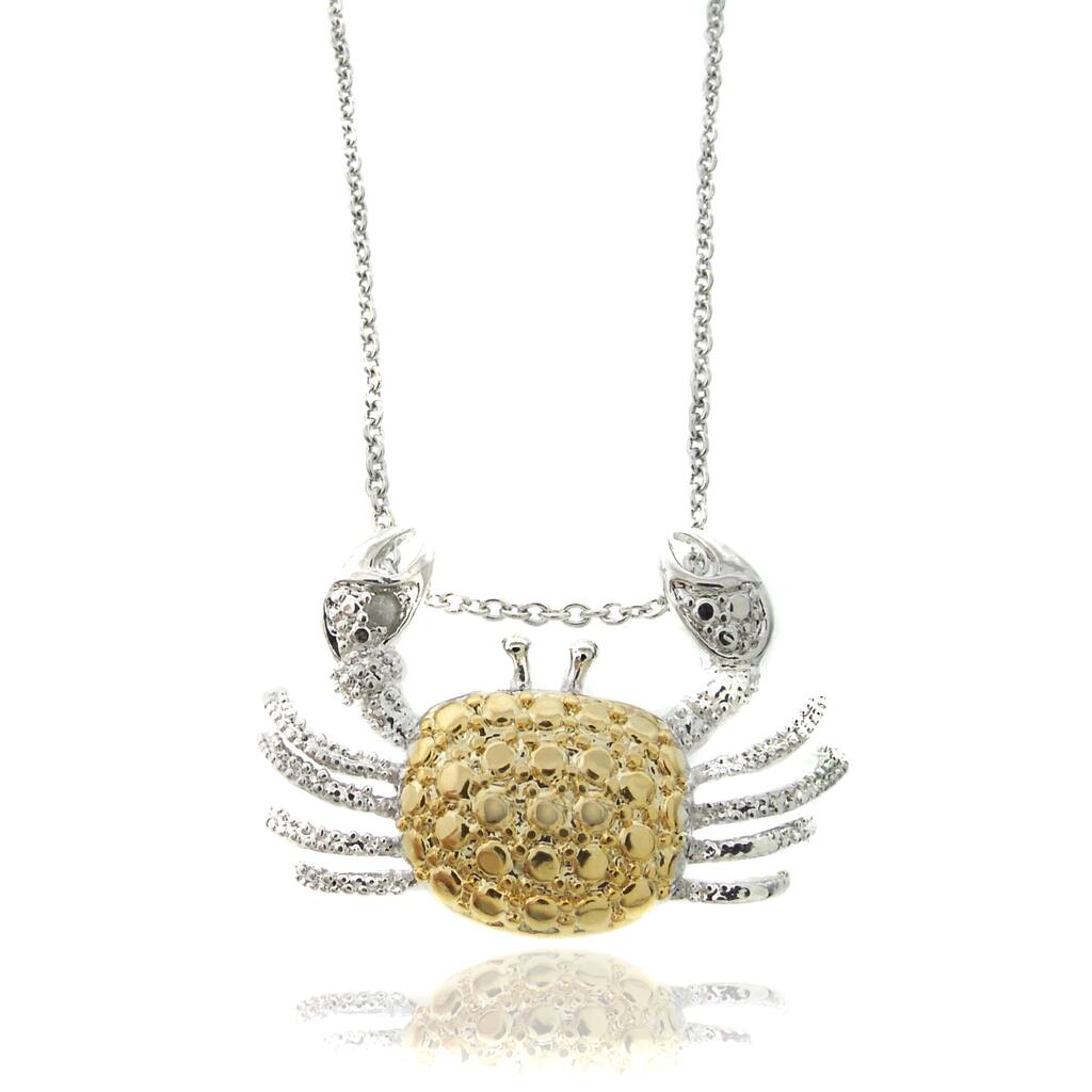 Finesque Silverplated Diamond Accent Two-tone Crab Necklace
