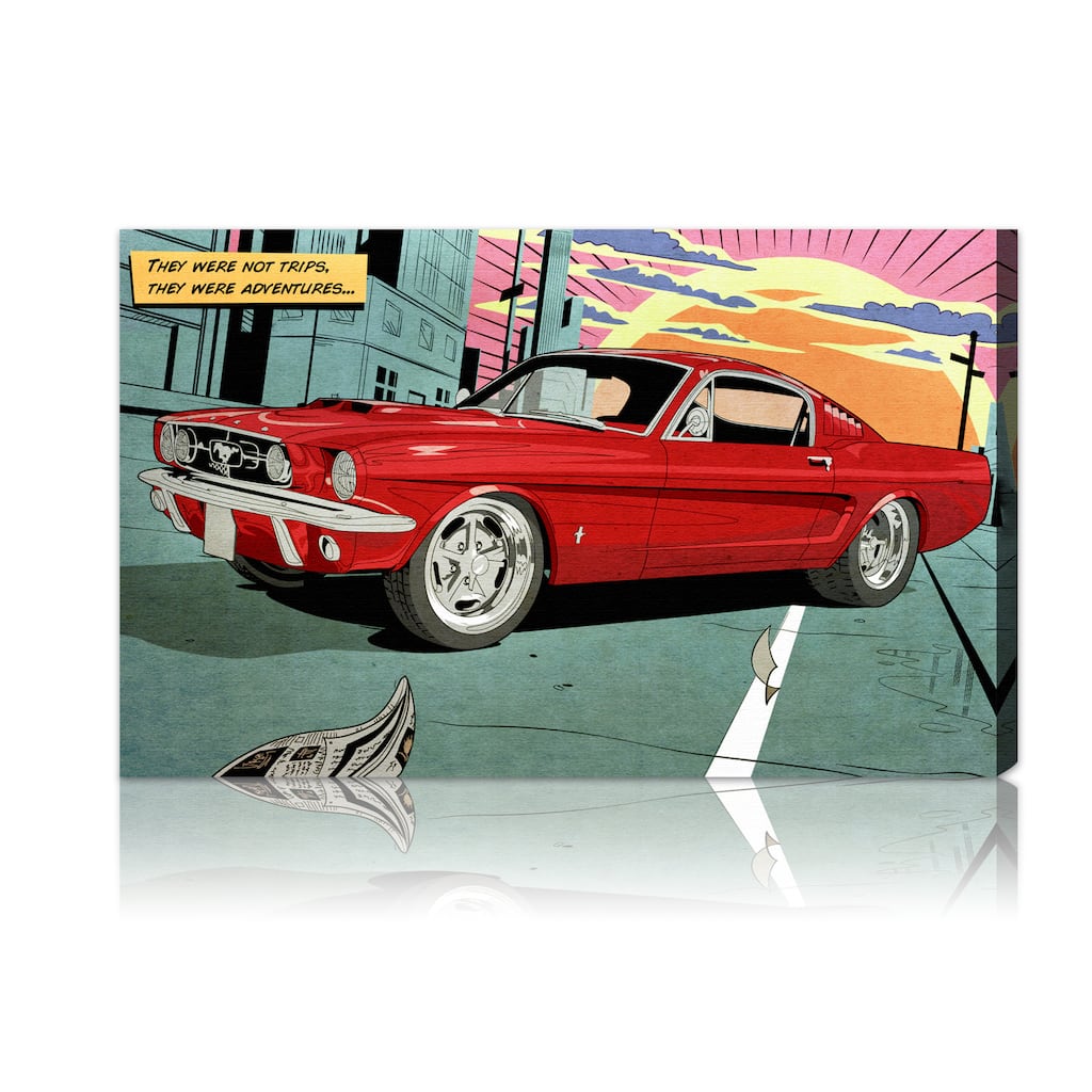 Oliver Gal 'Adventures' Advertising Wall Art Canvas Print - Red, Gray