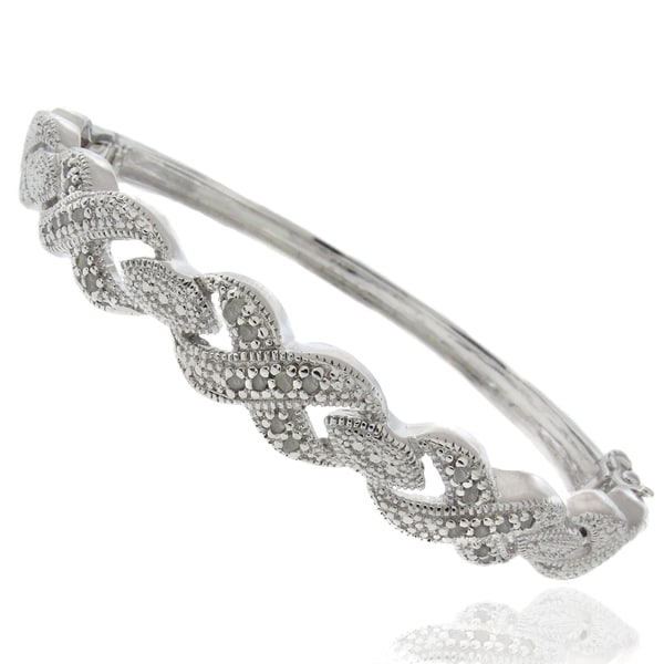 Finesque Silver Overlay 1/4ct TDW Diamond Bangle (I J, I2 I3) Finesque Diamond Bracelets