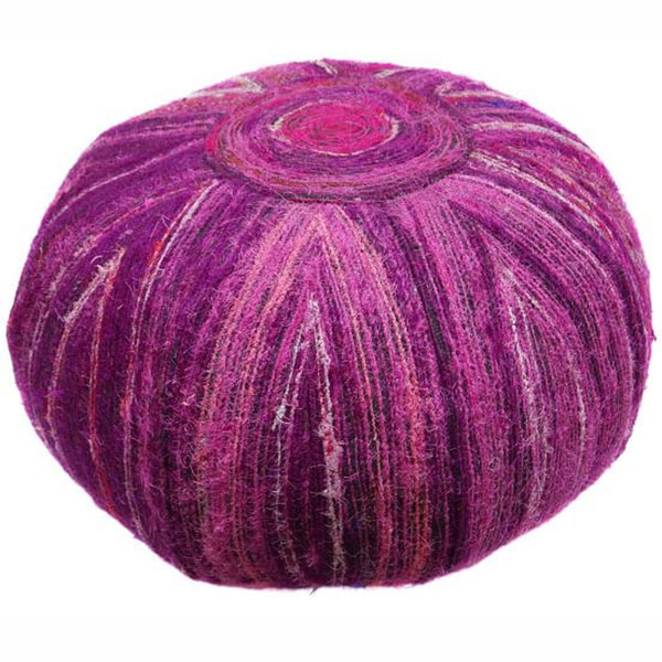 nuLOOM Ethnic Chic Fuschia Sari Silk Pouf Nuloom Ottomans