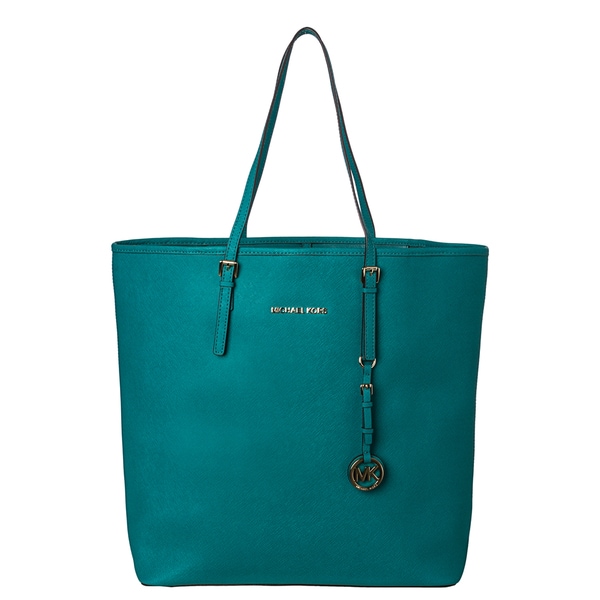 MICHAEL Michael Kors Jet Set Large Aqua Saffiano Leather Travel Tote