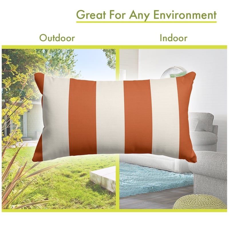 Majestic Home Goods Indoor Outdoor Vertical Stripe Small Decorative Throw Pillow 20 X 12 On