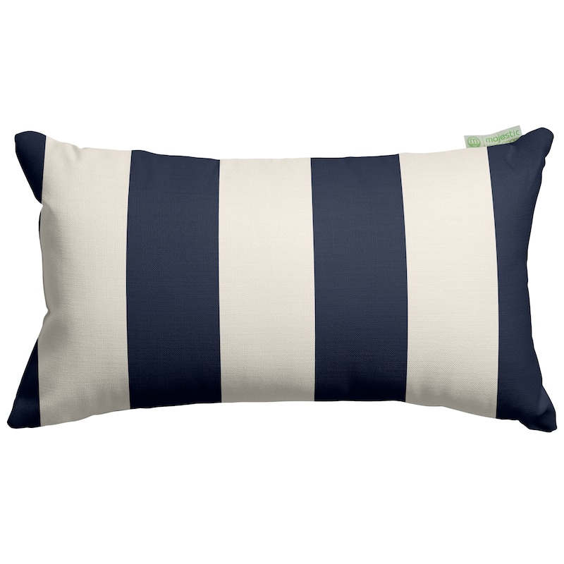 Majestic Home Goods Indoor Outdoor Vertical Stripe Small Decorative Throw Pillow 20 X 12 - Navy Blue/Cream