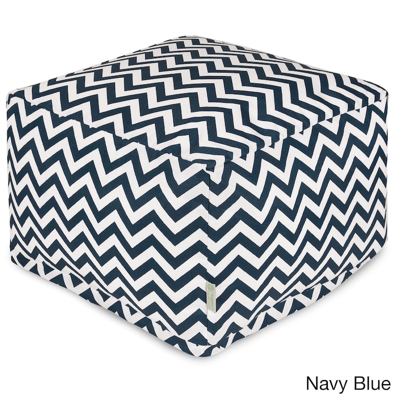 Indoor/Outdoor Majestic Home Goods Large Zig-zag Ottoman - Navy Blue