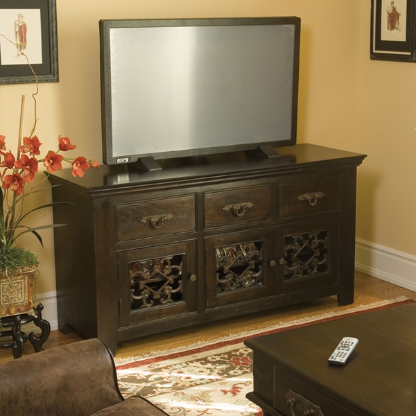 Venice Dark Mahogany 3 drawer/ 3 door TV Stand Kosas Collections Entertainment Centers