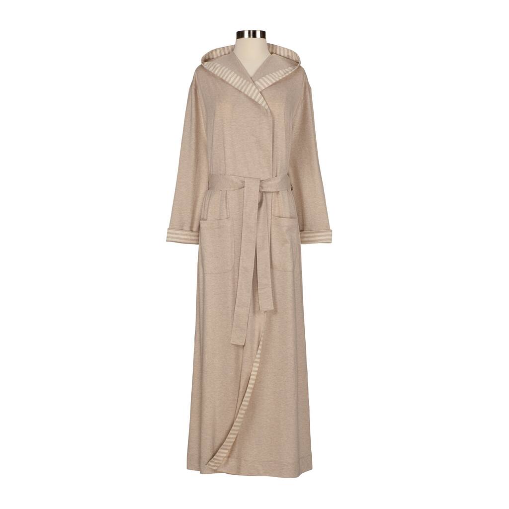 Chic Organic Striped Trim Oatmeal Bath Robe
