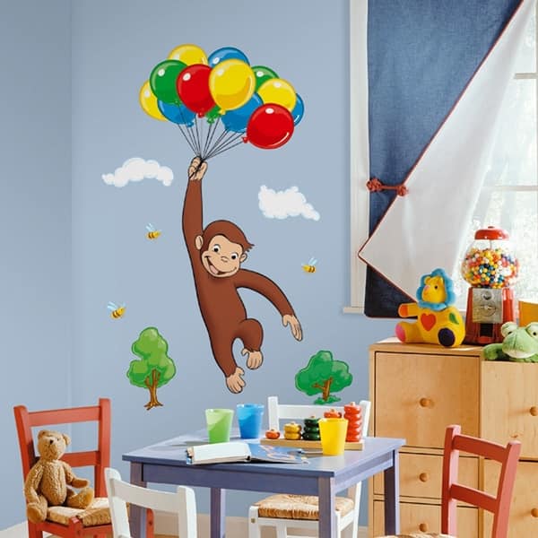 slide 2 of 3, Curious George Peel & Stick Giant Wall Decal