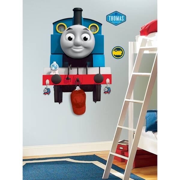 slide 2 of 3, Thomas the Tank Engine Peel & Stick Giant Wall Decal with Hooks