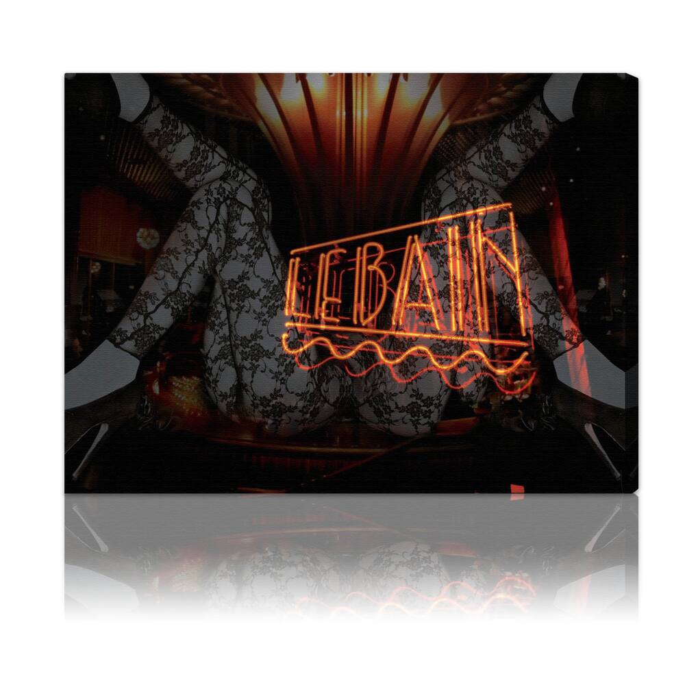 Oliver Gal 'A Night at Le Bain' Advertising Wall Art Canvas Print - Orange, Black