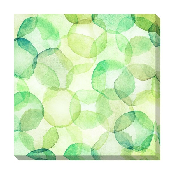 Gallery Direct Green Watercolor Circles Oversized Gallery Wrapped Canvas