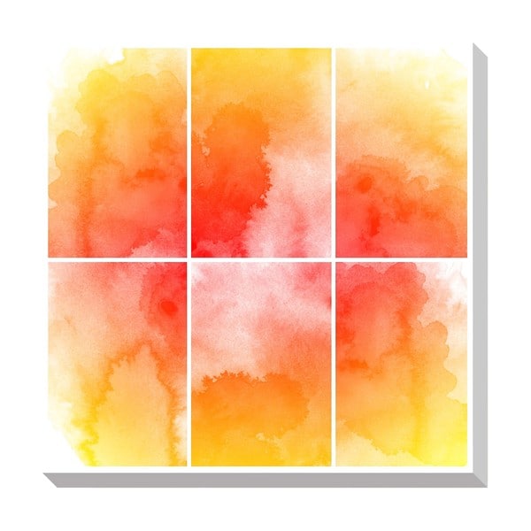 Orange Squares Watercolor Oversized Gallery Wrapped Canvas Canvas