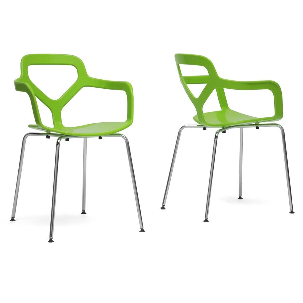 Miami Green Plastic Modern Dining Chairs (Set of 2)