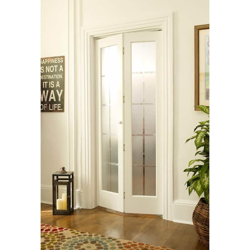 American Wood Mission-style Frosted Glass Bi-fold Door