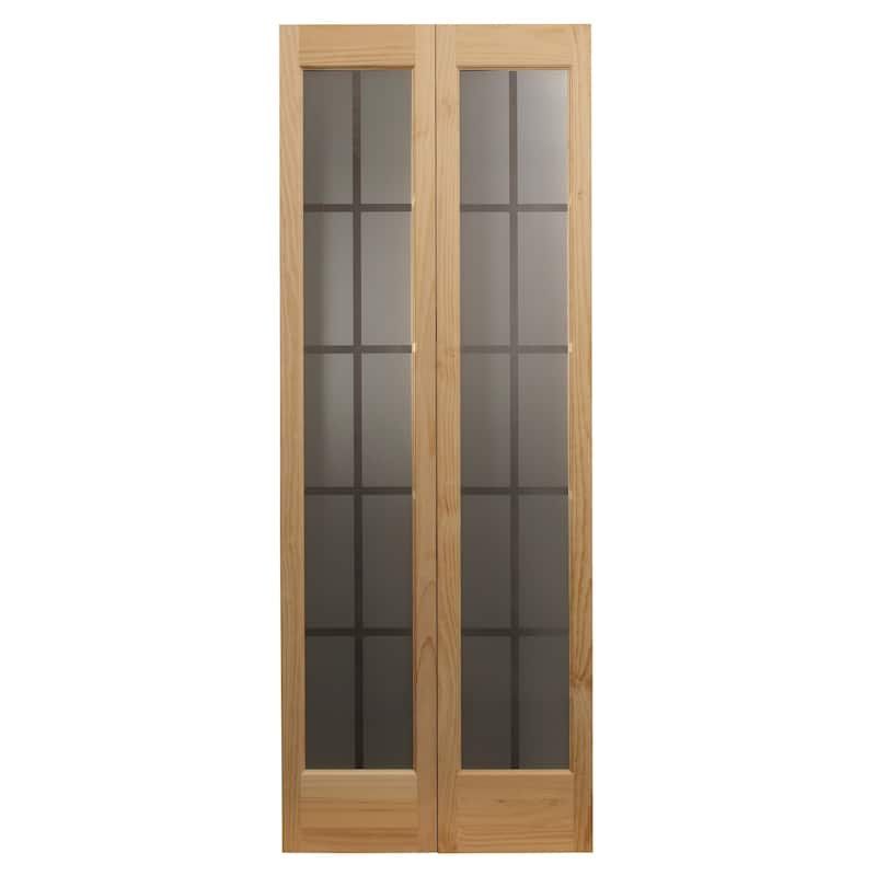 AWC Mission Frosted Glass Unfinished Pine Bifold Door - 24x80.5