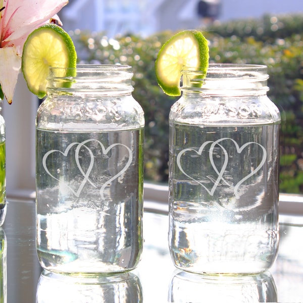 Two Hearts 26 ounce Mason Jars (Set of 2)