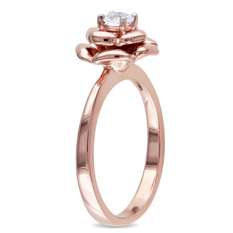 Miadora Rose-plated Silver Created White Sapphire Flower Ring