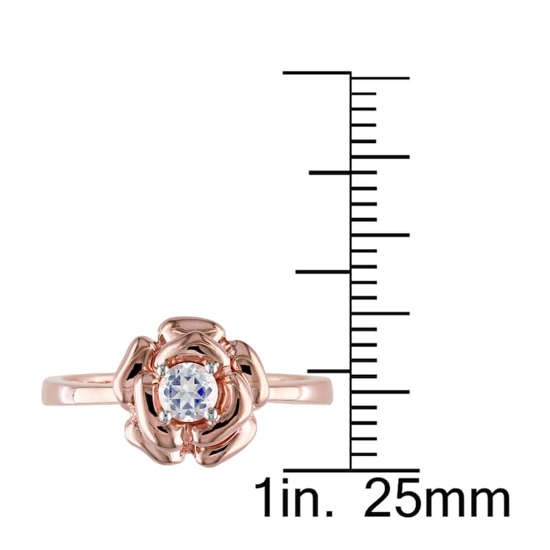 Miadora Rose-plated Silver Created White Sapphire Flower Ring