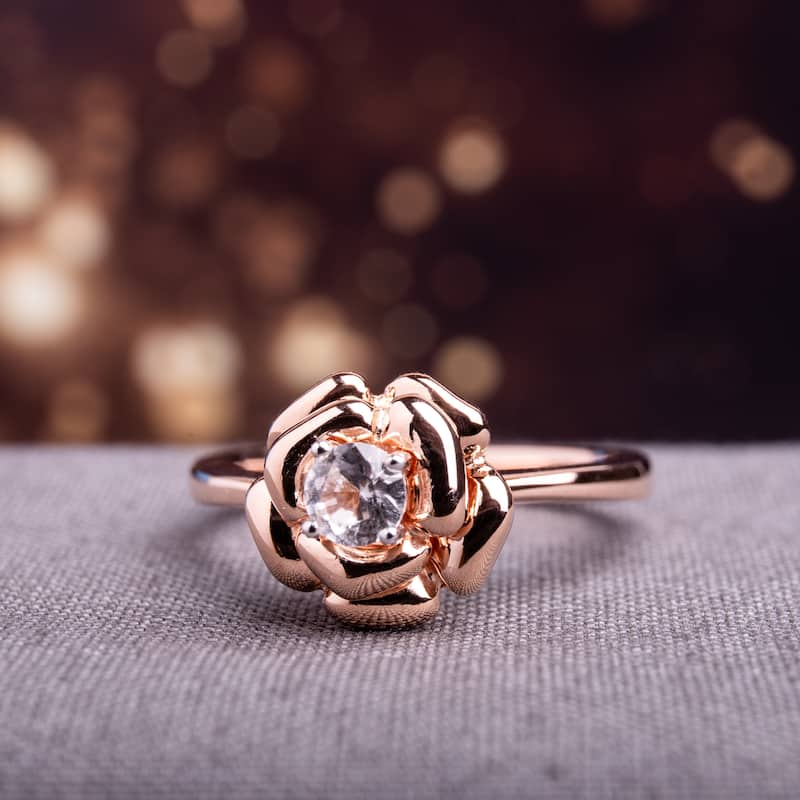 Miadora Rose-plated Silver Created White Sapphire Flower Ring