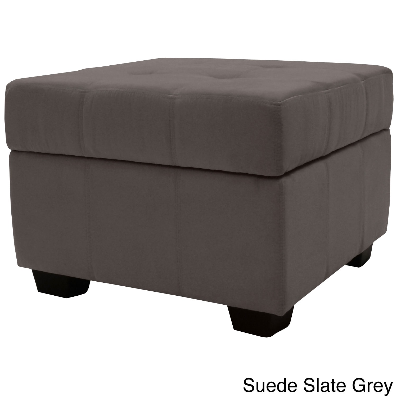 Vanderbilt Microfibertufted Padded Hinged 24 inch Square Storage Ottoman Bench