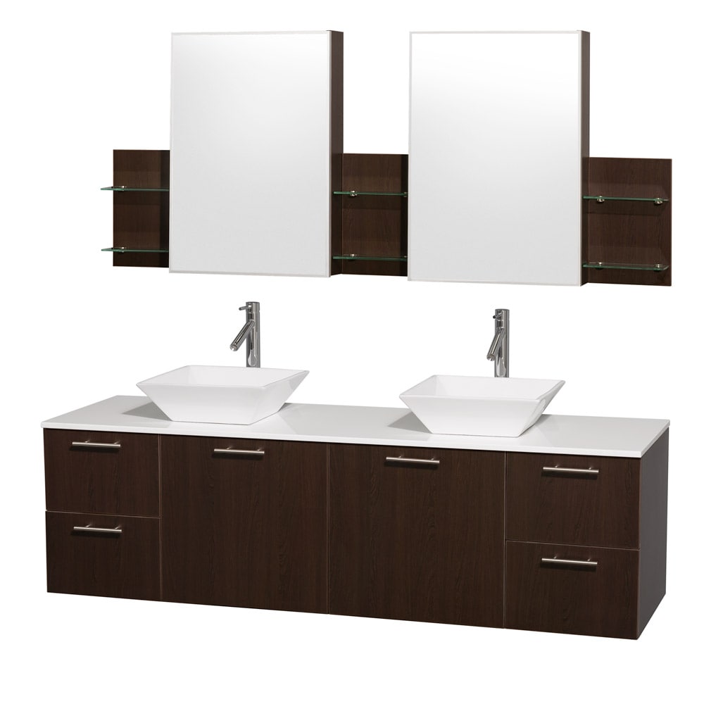 Wyndham Collection Wyndham Collection Amare 72 inch Espresso/ White Top/ White Sink Vanity Set Brown Size Double Vanities