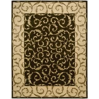Nourison Hand-Tufted Versailles Palace Floral Brown Rug (7' 6" x 9' 6") - 7' 6" x 9' 6"