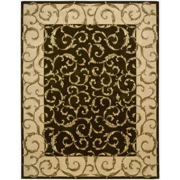 slide 1 of 1, Nourison Hand-Tufted Versailles Palace Floral Brown Rug (7' 6" x 9' 6") - 7' 6" x 9' 6"
