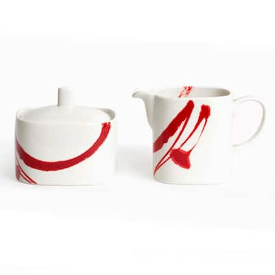 Paint it Red Sugar bowl & Creamer Set