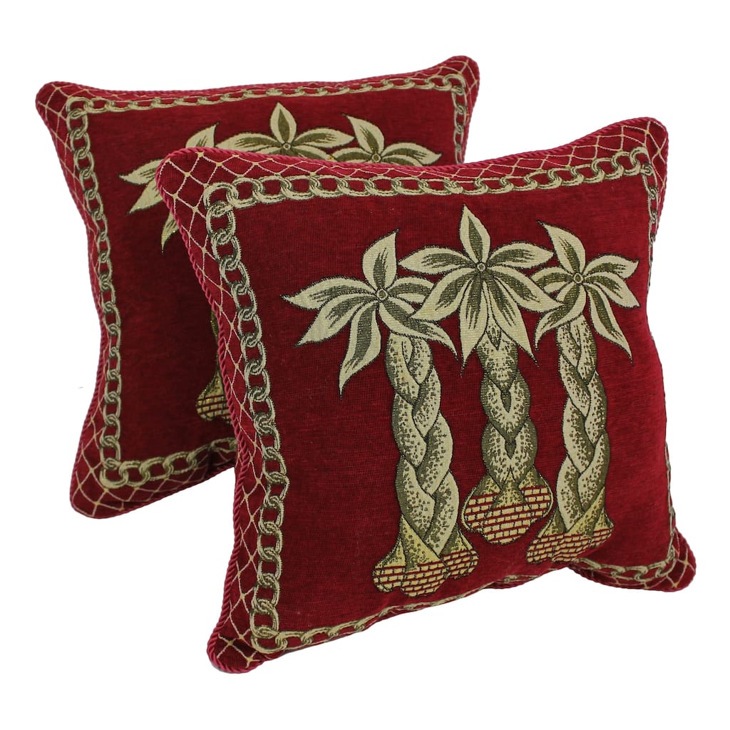 Blazing Needles Palm Chenille Throw Pillow (Set of 2)