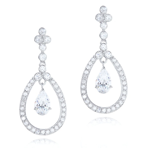 Collette Z Sterling Silver Clear Cubic Zirconia Pear Drop Earrings