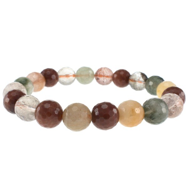 Pearlz Ocean Rutilated Quartz Faceted Bead Stretch Bracelet Free