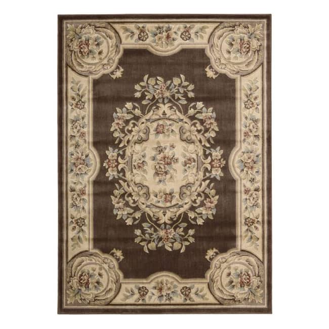 Aubusson Collection Brown Rug - 5'3 x 7'5