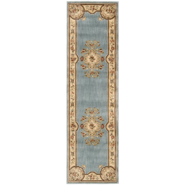 Aubusson Collection Light Blue Runner Rug (2'3 x 8') Nourison Round/Oval/Square