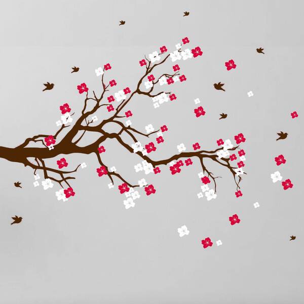 Shop Cherry Blossom Branch With Birds Vinyl Wall Art Decal Free