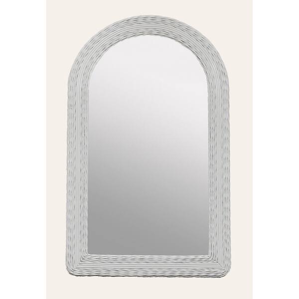 Shop White Wicker Round Top Dresser Mirror Free Shipping Today