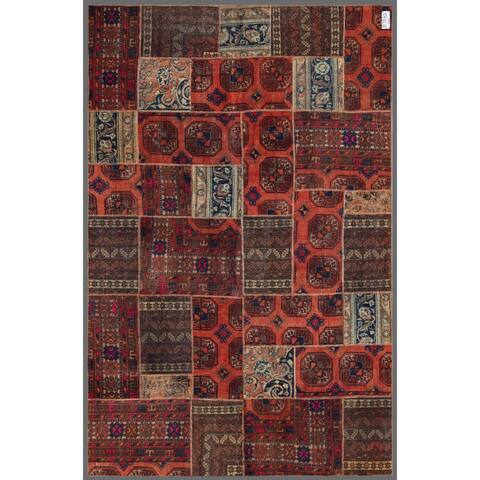 Handmade One-of-a-Kind Patchwork Wool Rug (Pakistan) - 5'11 x 8'11