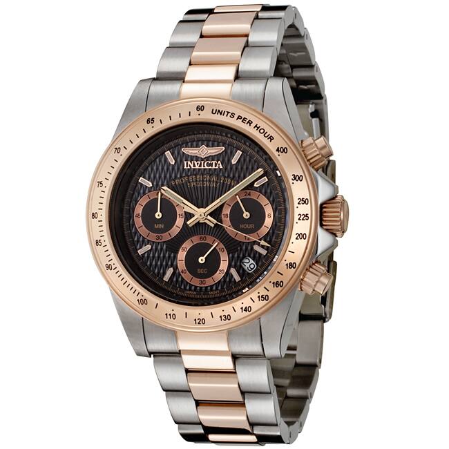 Invicta Men's 6932 'Speedway' Chronograph Rose-Tone and Silver Polyurethane Watch