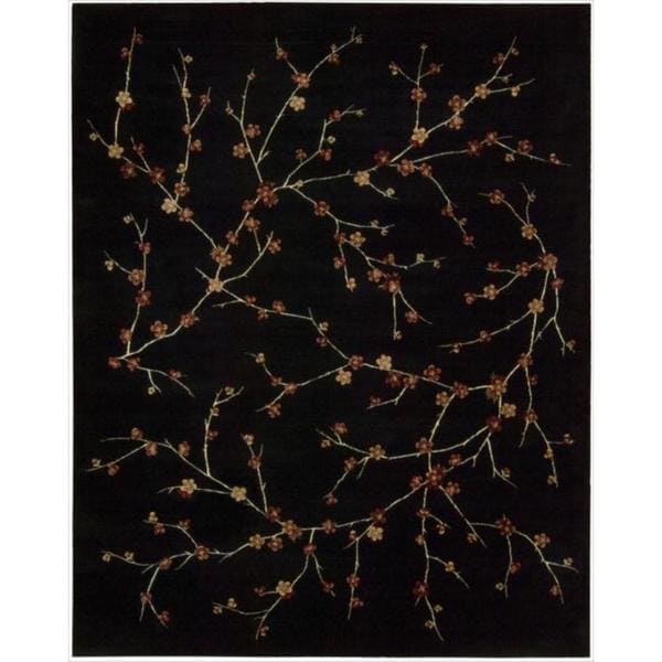 Chambord Cherry Blossom Black Rug (7'9 x 10'10) Nourison 7x9   10x14 Rugs